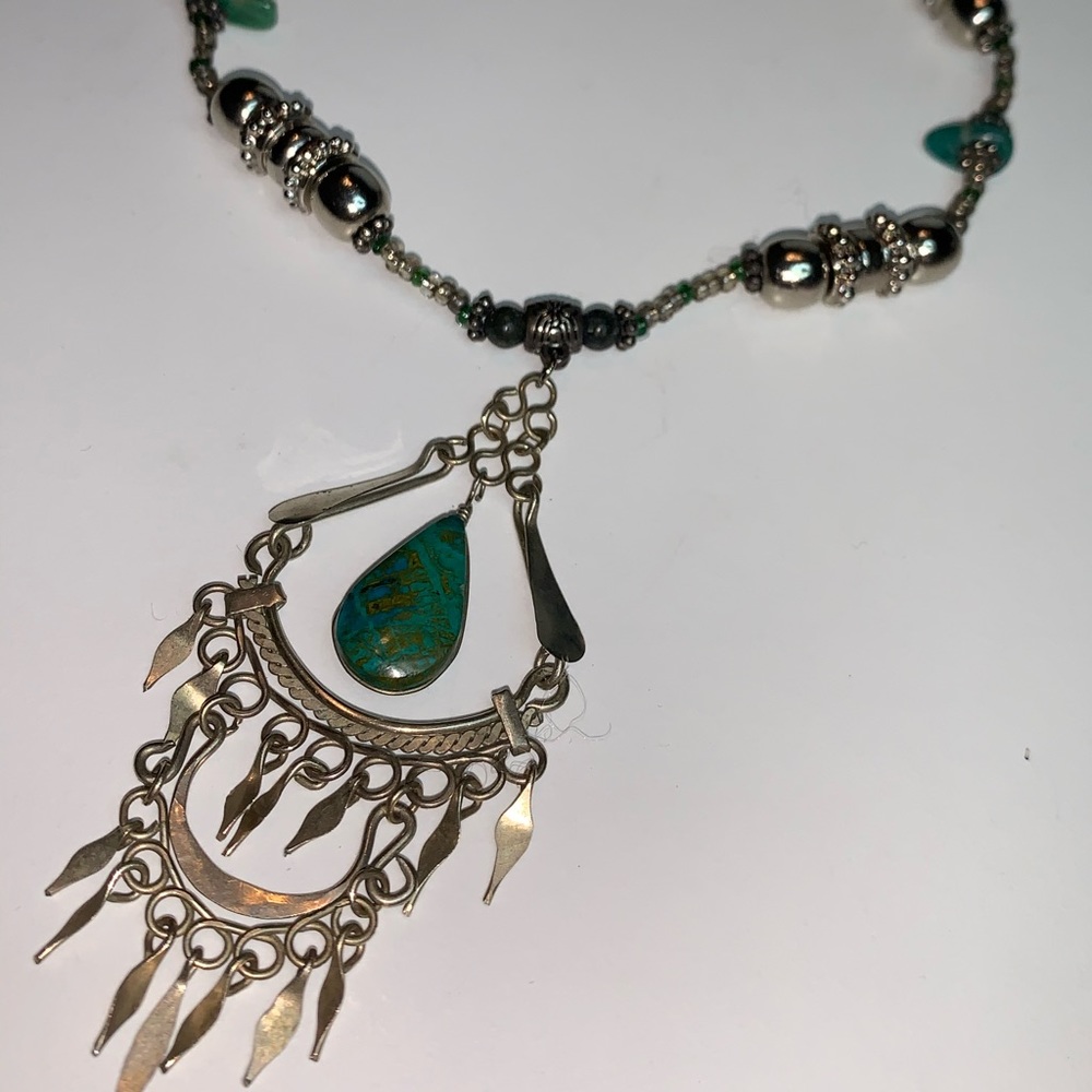 Malachite and Tibetan silver necklace. - Picture 4 of 8